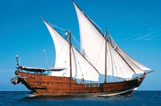 Traditional wooden vessels in a Dubai creek harbour