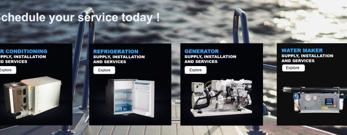 Marine AC service, refrigeration, generator and water maker